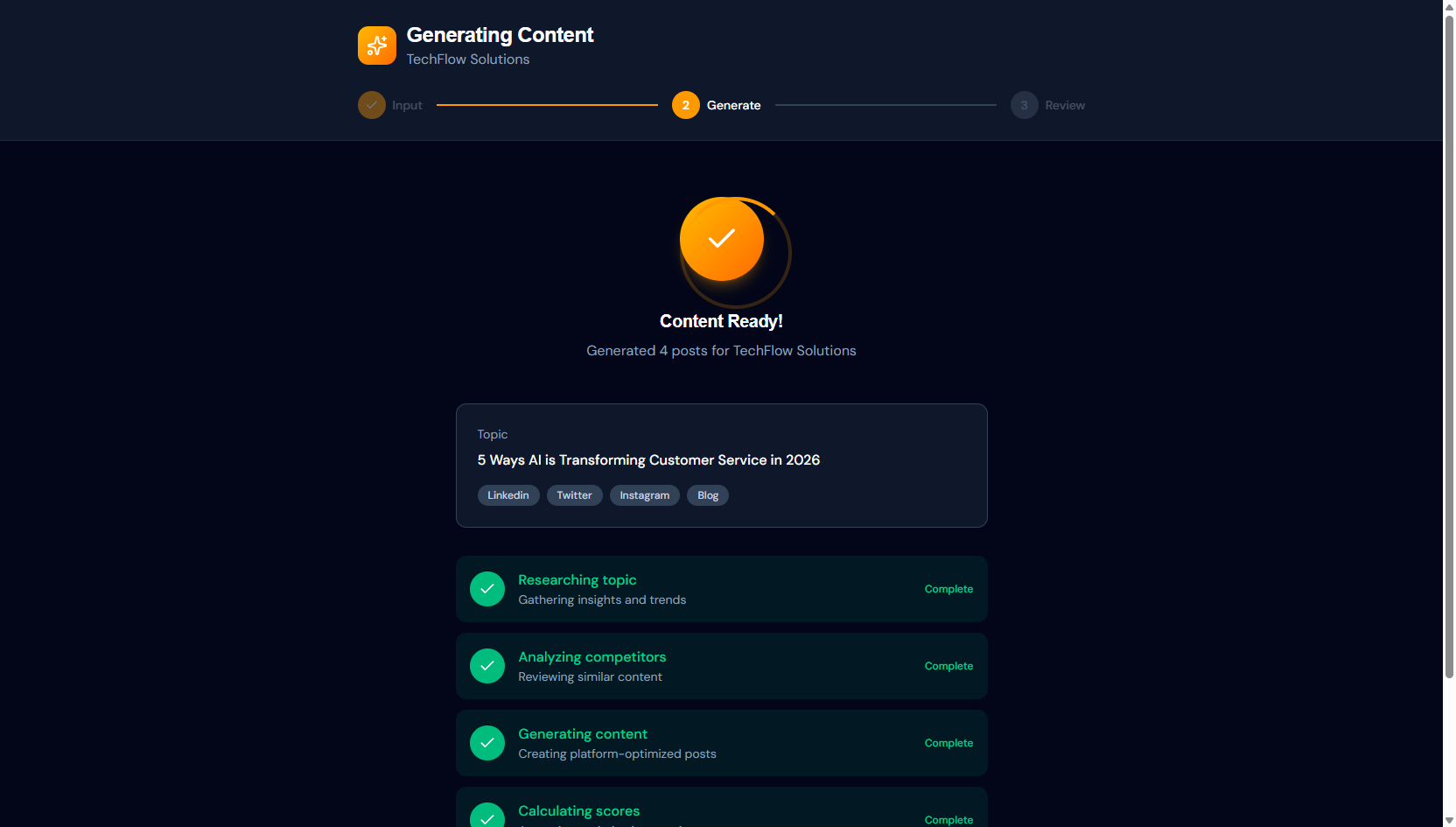 Content Generator — AI Processing